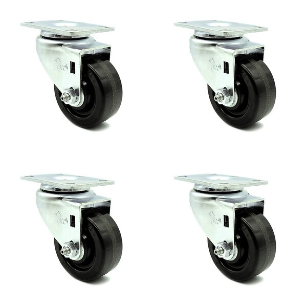 3 Inch Phenolic Wheel Swivel Top Plate Caster Set
